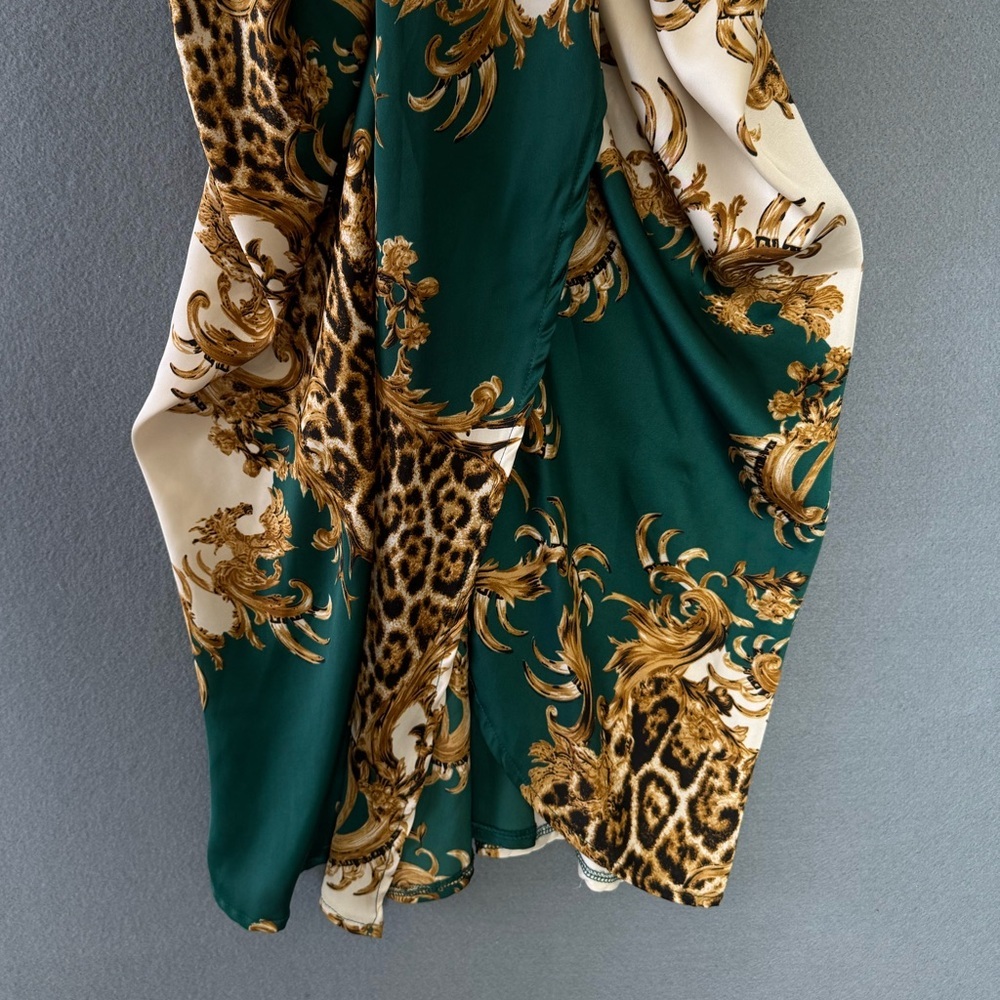 Sam & Lili Paris Resort Kimono Wrap Dress Baroque Leopard Green - Picture 8 of 12